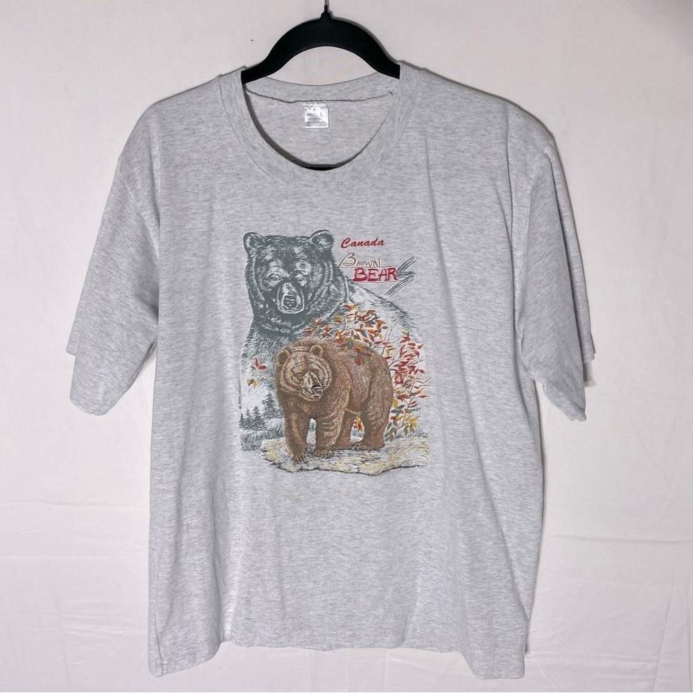 Vintage Canada Brown Bear Grizzly Bear Graphic Tee T Shirt L